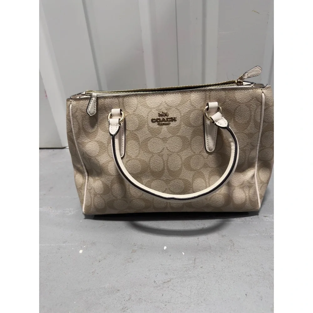 Coach Sierra Satchel Signature Coated Canvas Chalk White Handbag F58287